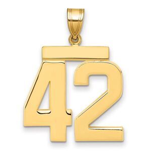 14k Yellow Gold, Athletic Collection, Large Polished Number 42 Pendant